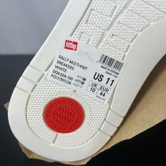 Fitflop Rally Multi Knit Low Lace Up Sneaker Shoes NEW Mens Size 11 White - Picture 9 of 10